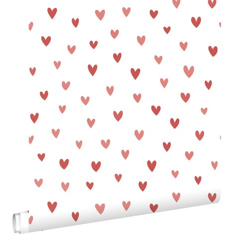 papier peint coeurs blanc et rose - ESTAhome