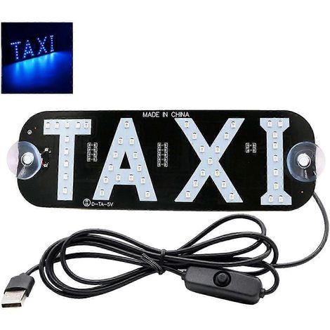 Panneau lumineux LED décoratif, lampe de taxi clignotante à ventouse pour vitre de voiture avec port USB et interrupteur marche/arrêt (1/5)