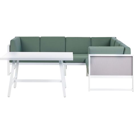 Garden Corner Sofa with Table 6 Seater CASTELLA/FRATTE Left Hand Metal Green (1/5)