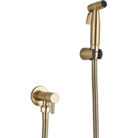 Toiletten-Bidet-Sprühgerät, Wandmontage, Edelstahl-Schlauch, Gebürstetes Gold (1/2)