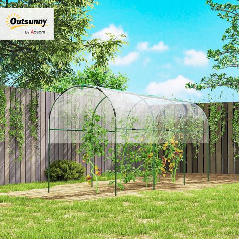Serre de jardin serre à tomates 4 arceaux en acier bâche en PVC 4 x 1,2 x 1,7 m vert