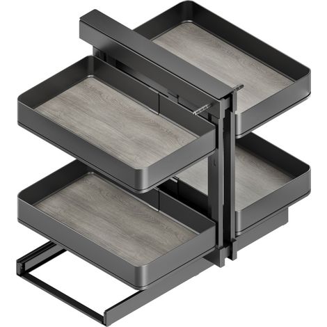 Emuca Sistema angolare articolato estraibile Harmony per mobile da cucina, Destra/Sinistra, Acciaio e Legno, Grigio antracite