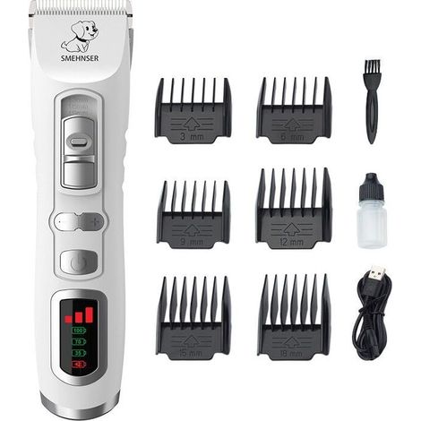 Mower Dog Professional with Screen LCD, Mower Dog Poil Long Thick, Mower for Dog Cat without Wire, Kit Grooming Dog, Blade Detachable Ceramic 4h manual (1/5)