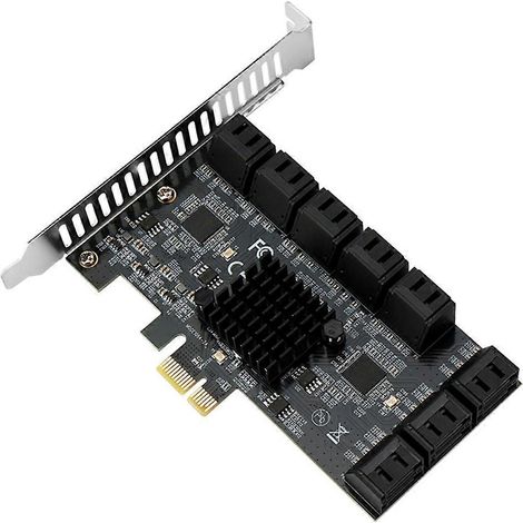 SATA-Erweiterungskarte SATA III Adapter PCIE 4x auf 16 Ports SATA3.0 Erweiterungskarte (1/5)