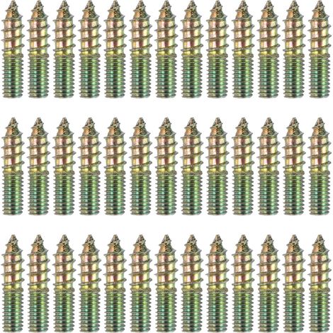 50 Pcs M6x25 Vis À Double Tête Acier Au Carbone Couleur Zinc (1/5)