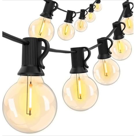 Guirlande lumineuse LED extérieure 3/7, 6/9/15/22/30 m – Guirlande lumineuse étanche avec ampoules G40 pour jardin et terrasse (1/5)