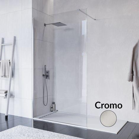 Doccia walk-in 110 cm h200 vetro 8mm anticalcare trasparente iside, colori nero (1/4)
