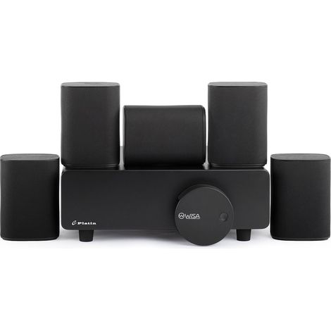 Système home cinéma sans fil compact 5.1 – Ensemble audio surround Milan, faible latence WISA, idéal pour les petits salons et appartements, noir
