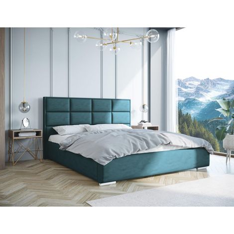 Lit Boxspring Kaja Ii - Turquoise - 180x222 Cm - Lit Moderne - Coffre De Rangement - Matelas À Ressorts Bonnell (1/4)