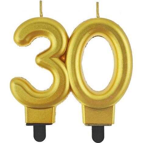 Bougie d'anniversaire dorée métallisée 30 cm (1/3)