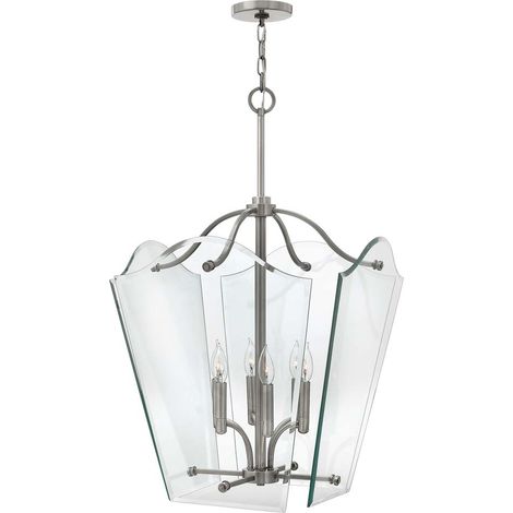 Elstead Wingate - Lampadario a soffitto a 6 luci grande nichel antico lucido, E14