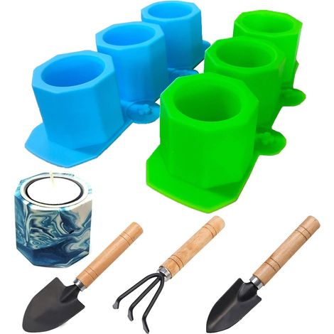 Moule Beton Pot en Silicone Decoratif pour Fleurs Succulentes, 2PCS (1/5)