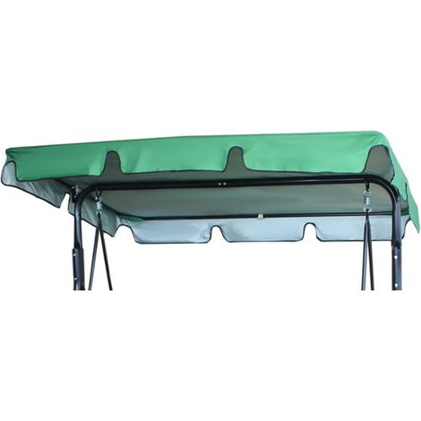 210D Toit de Rechange pour Balancelle de Jardin  Imperméable en  Toit de balançoire Canopée pour Balancelle Remplacement Pare-Soleil à Bascule Jardin Anti-UV (Vert, 164×114×15cm)-trois plac