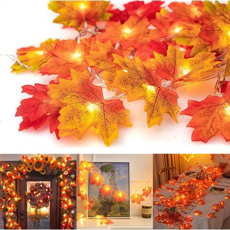 DOLASO Herbst-Lichterkette, 30 LED-Blattgirlande, Herbstgirlande, batteriebetrieben, IP65 wasserdicht, Outdoor-Innendekoration, Lichter für Halloween, Thanksgiving, Weihnachtsfeier (1/5)