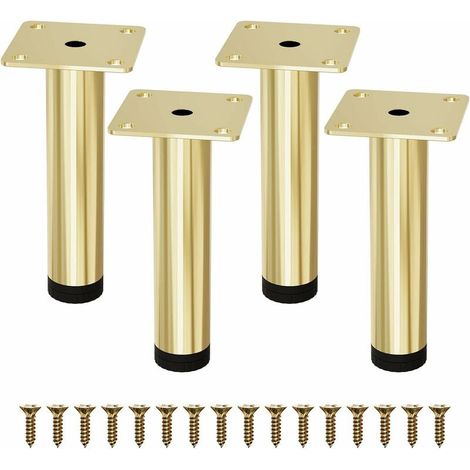 4 STK Gold Tischbeine Höhenverstellbar 15cm Schrankfüße Belastbar 150kg Möbelbeine für Sofafüße Stühlefüße mit Schrauben (1/3)