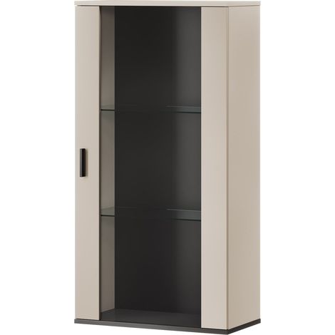 Armario de pared Tornola 103, Cachemira + Negro, 116x60cm, Número de puertas: 129cm, Aglomerado laminado, Vidrio, LED