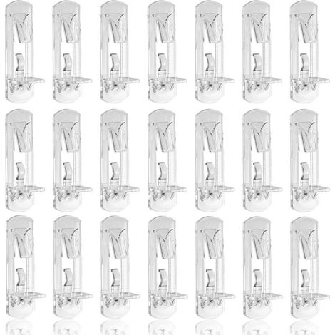 100 Stück verriegelbare Regalstützstifte, 5 mm Regalstifte, transparente Regalclips, Kunststoff-Regalstifte für Regale - Crezuo (1/4)