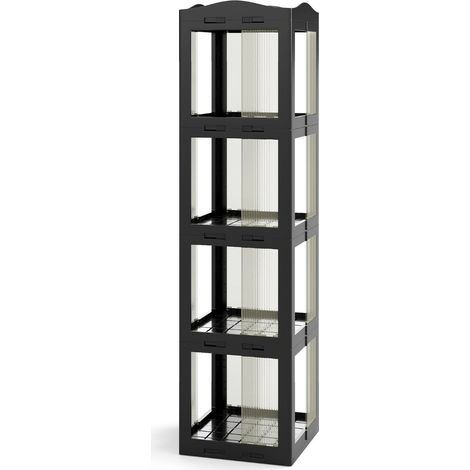 Librería giratoria 360° 36,5 x 36 x 108 cm fácil acceso diseño moderno PP negro 200015906