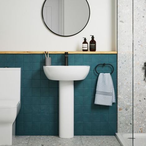 Signature Zen Basin and Full Pedestal 550mm Wide - 1 Tap Hole (1/5)