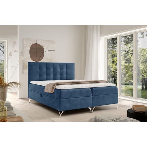 Boxspringbett Schlafzimmerbett CANDELA 200x220cm Stoff Coral Blau