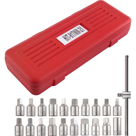 21pcs Oil Drain Plug Removal Socket Set for Honda Ford Toyota Nissan Mazda (1/4)