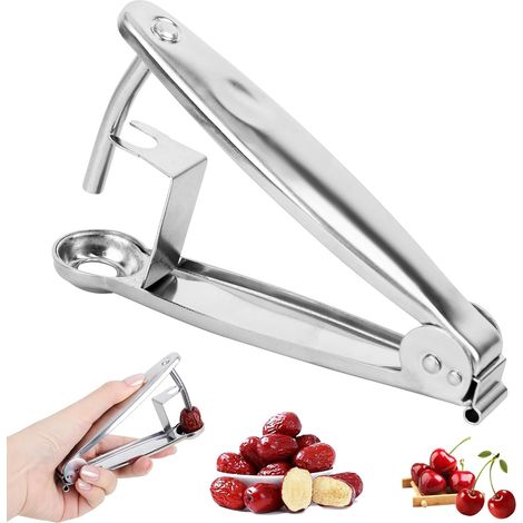 1 Dénoyauteur, Acier Inoxydable, Ergonomique, Outil Cuisine, Pour Cerises Olives Dattes (1/5)