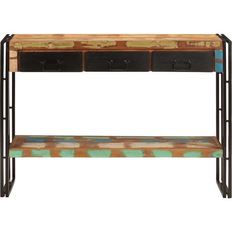 vidaXL Mesa consola madera maciza reciclada 110x30x76 cm (1/2)