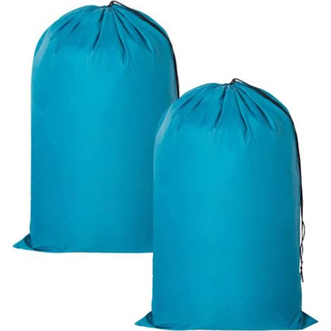 Lot de 2 sacs à linge de voyage, organisateurs de linge sale lavables en machine, assez grands pour contenir 4 machines de linge, se glissent facilement dans un panier à linge, bleus (1/5)