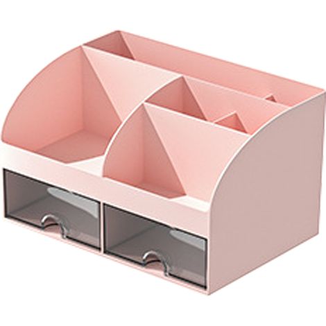 Boîte de Rangement Bureau Transparente Rose HIPS/PS 21x12x14cm Tiroir Organisateur Stylos Cartes Minimaliste Robuste Pratique (1/5)