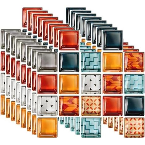 Wasserdichte Fliesenaufkleber für Küche und Bad Set mit 40 selbstklebenden Wandfliesenaufklebern (10 x 10 cm) (1/2)