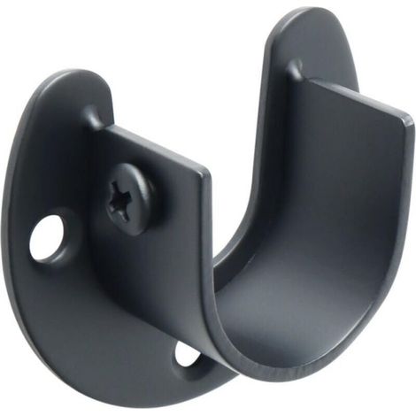 Pièce de support de tringle de placard, penderie, embout de tringle à rideau, acier inoxydable noir mat, 25 mm (1/2)