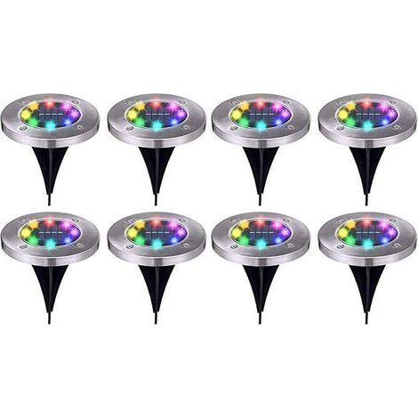 Lumière Solaire Extérieur Jardin Au Sol Extérieur 8 LED Chaud Etanche IP65 Spot Solaire Extérieur Chemin Terrasse Cour Spots Solaires Encastrables Renforcé Par 6 Vis Lot de 8 [Classe énergétiq (1/5)