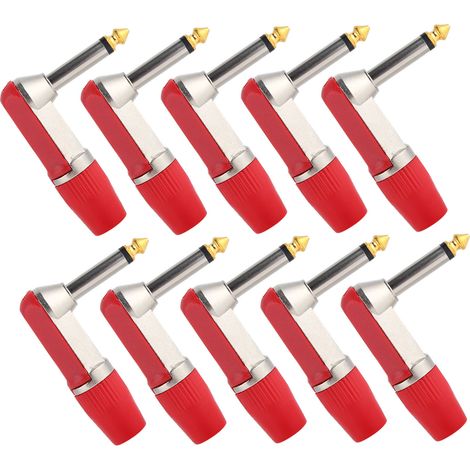 10 Connecteurs Audio 6,35mm Jack Mâle XLR Incliné Adaptateur Casque Pro Résistant Corrosion Rouge (1/5)