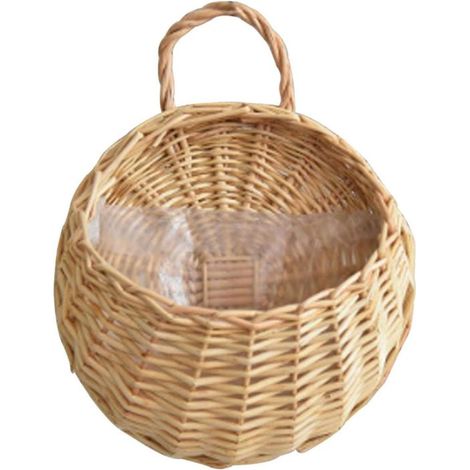 Panier à fleurs suspendu en rotin avec poignées simples, pour décoration murale de mariage, jardin, maison, style 4, petit