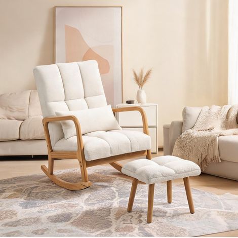 Fauteuil blanc en tissu bouclette 100 polyester 82 x 64,5 x 89 cm (1/5)