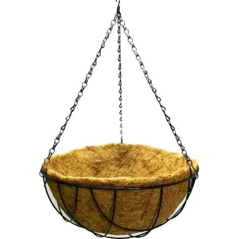Pot de fleurs suspendu, Panier suspendu métallique Demi-rond avec chaîne, 12" Diamètre 30cm Hauteur, pour Porch Garden Balcony (1/4)