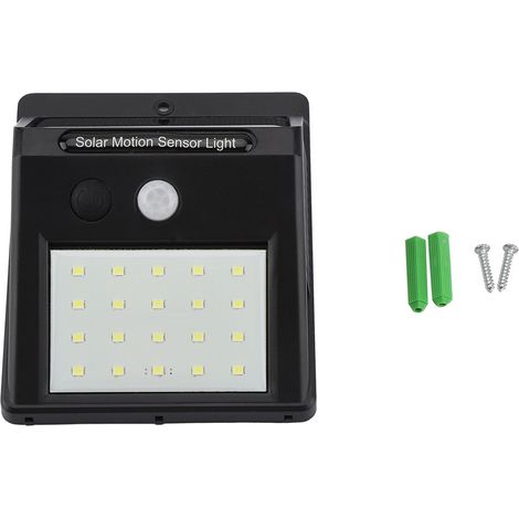 Lampe de jardin solaire étanche à 20 LED, activée par le mouvement, avec fixations (1/5)