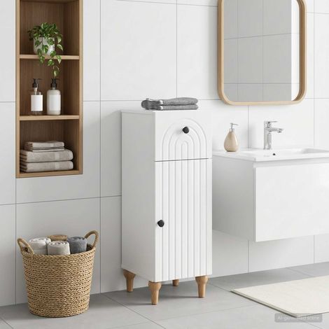vidaXL Mobiletto da Bagno ALKMAAR Bianco Lucido 30 x 31 x 80 cm
