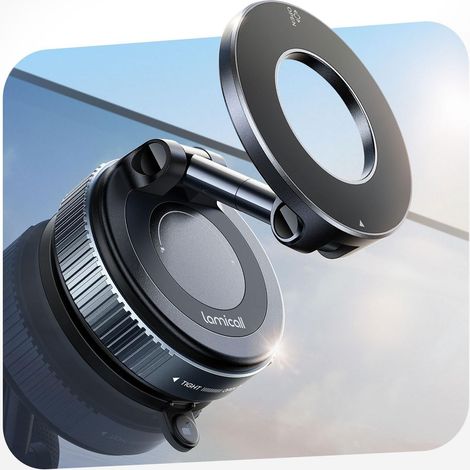 Supporto per telefono da auto con ventosa magnetica ad adsorbimento sottovuoto, girevole a 360° per sistema di navigazione centrale per auto, accessori auto generici (1/4)