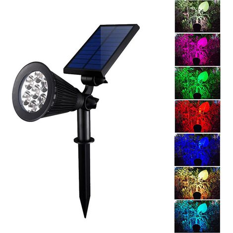 Lampada da terra – ABS colorato – faretto solare orientabile – 7 LED – luce calda – giardino/cortile esterno