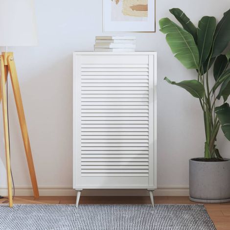 Porte d'armoire à lattes, blanche, 99,3 x 59,4 cm, en pin massif