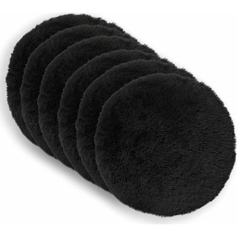 Housse de coussin 6 pcs HEERLEN Noir Ø 30 cm Fleece PV vidaXL