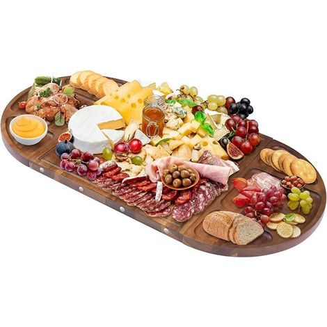 Grande planche à charcuterie magnétique en bois d'acacia 66 cm x 33 cm, planche à fromage pour le divertissement, belle planche à charcuterie carrée en bois de Noël personnalisée (1/5)