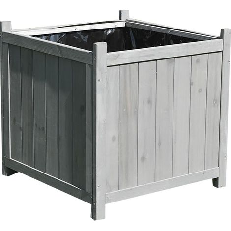 Mucola – Jardinière en bois d'épicéa gris 50x50 cm – Bac à fleurs robuste et durable – Résistant aux intempéries – Pour intérieur et extérieur
