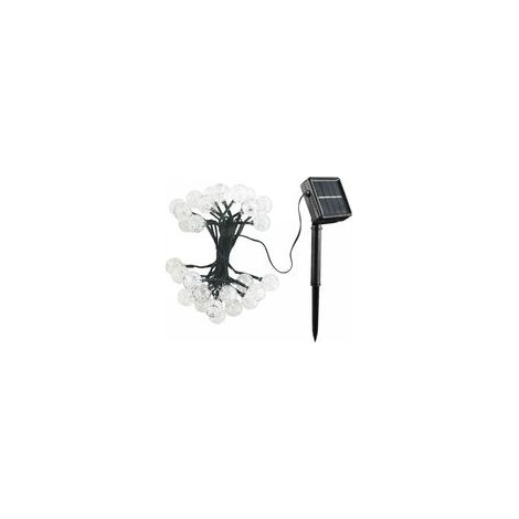 Guirlande solaire LED 30 boules (6,50m)-fil vert foncé, Pôle noire et charge solaire, boule transparente, blanc chaud-noir-Fei Yu (1/2)