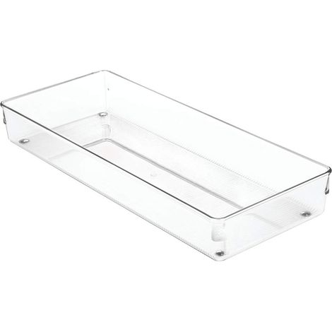 boite stockage pour tiroir, grande boite de classement pour accessoires, bac rangement plastique, Chrome, 15,2 x 38,1 x 5,1 cm (1/3)