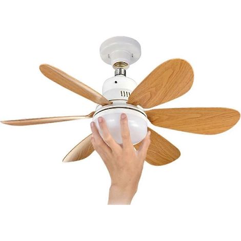 Ventilateur de plafond LED E27 avec télécommande sans fil et éclairage LED à intensité variable, idéal pour une chambre, un bureau ou une salle d'étude. Parfait avec variateur d'intensité. (1/5)