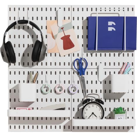 Kit de combinaison de panneaux perforés, panneaux perforés et accessoires de suspension modulaire pour organisateur mural, organisation d'artisanat, affichage d'ornements, rangement de chambre (1/5)