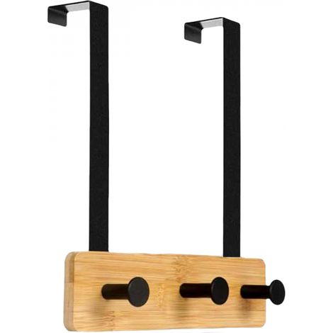 Porte manteau suspendu, crochet de porte - Bois - 3 crochets - Vivezen (1/5)