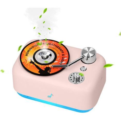 FENOPLASTICAMini humidificateur USB 300ml design rétro phonographe, veilleuse diffuseur arômes, brumisation silencieuse, pour chambre adulte enfant bureau bébé (1/4)